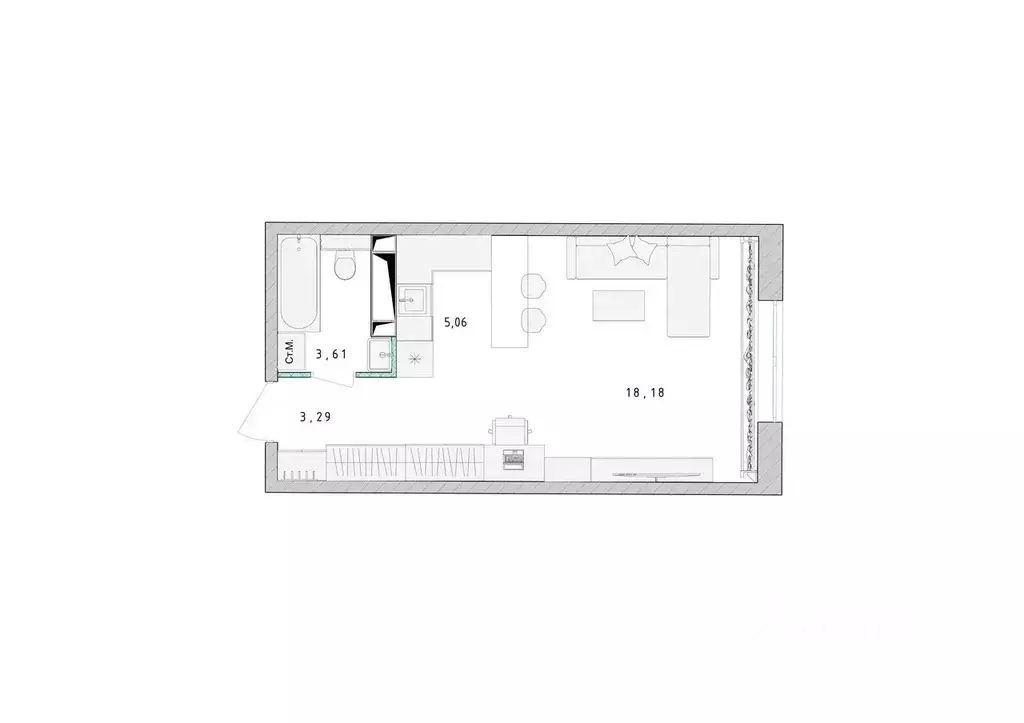 Студия Московская область, Пушкино Ярославское ш., 194 (30.3 м) - Фото 1