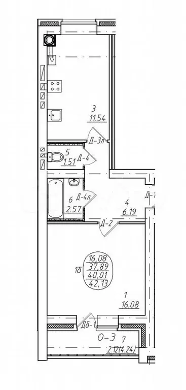 1-к. квартира, 40 м, 3/9 эт. - Фото 0