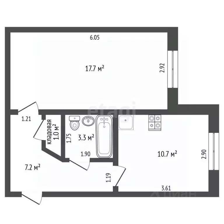 1-к кв. Ямало-Ненецкий АО, Пуровский район, Уренгой пгт, 2-й мкр 17 ... - Фото 2