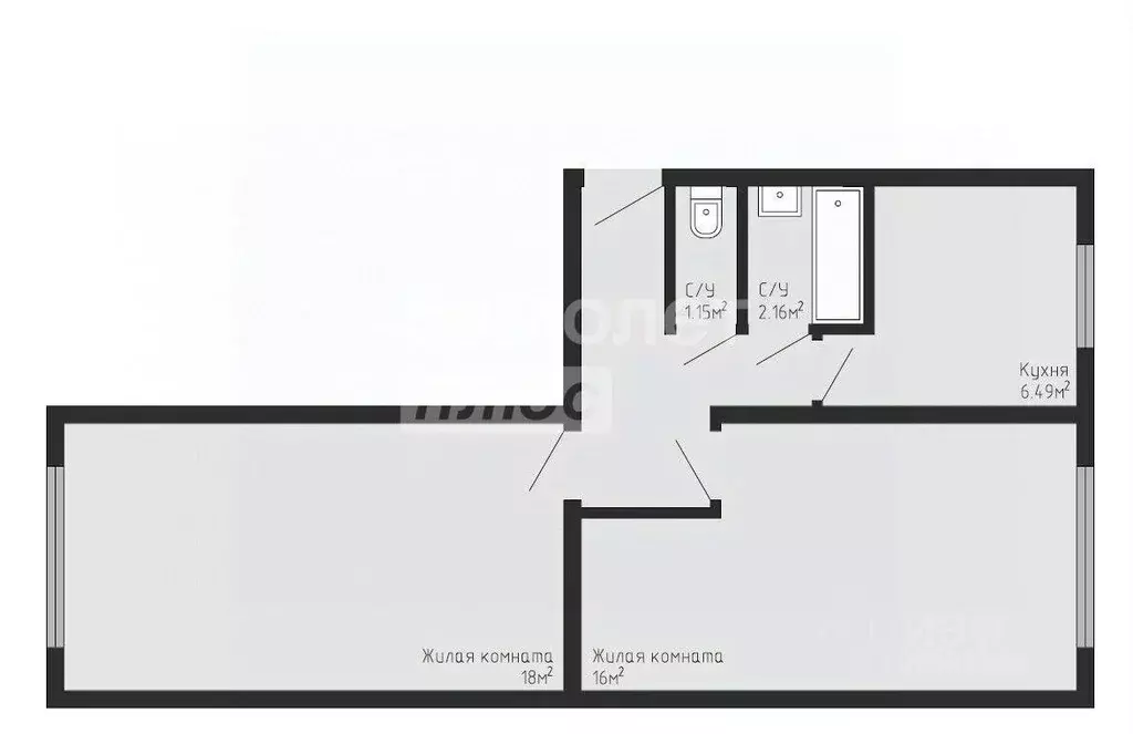 2-к кв. Липецкая область, Липецк ул. Валентины Терешковой, 7/2 (48.0 ... - Фото 2