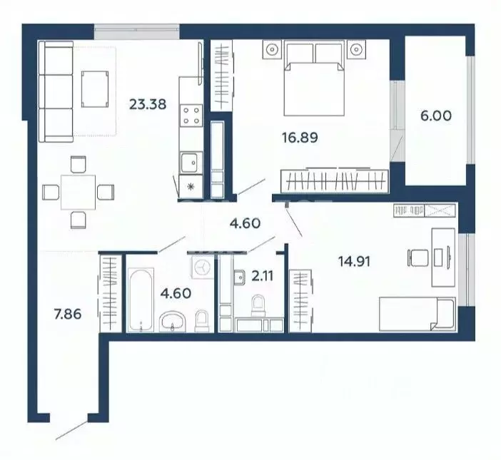 2-к кв. Липецкая область, Липецк Елецкое ш., 7 (78.35 м) - Фото 1