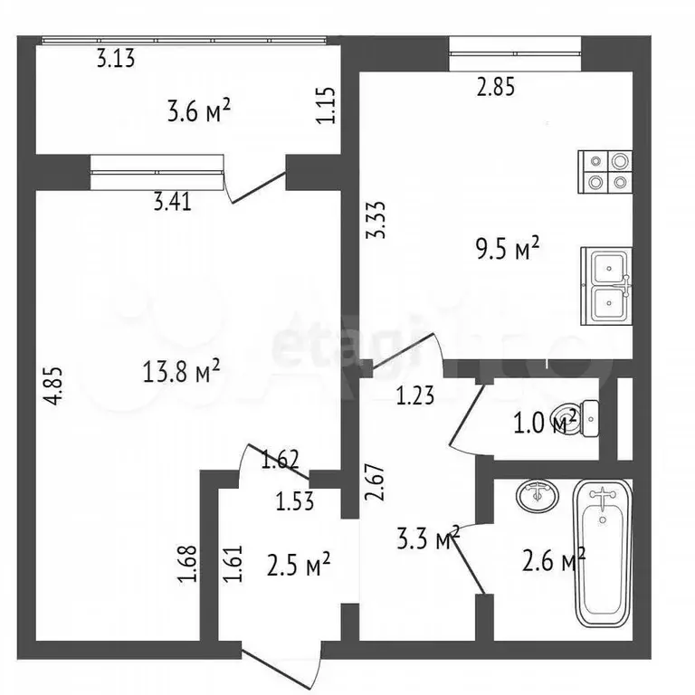 3-к. квартира, 60 м, 5/5 эт. - Фото 0
