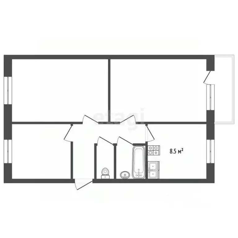 3-к кв. Ярославская область, Рыбинск ул. Кустова, 2 (59.1 м) - Фото 1