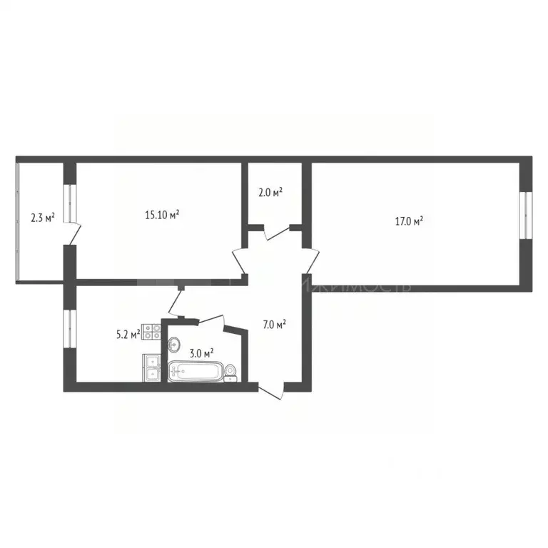 2-к кв. Тюменская область, Тюмень ул. Котельщиков, 1 (61.9 м) - Фото 2