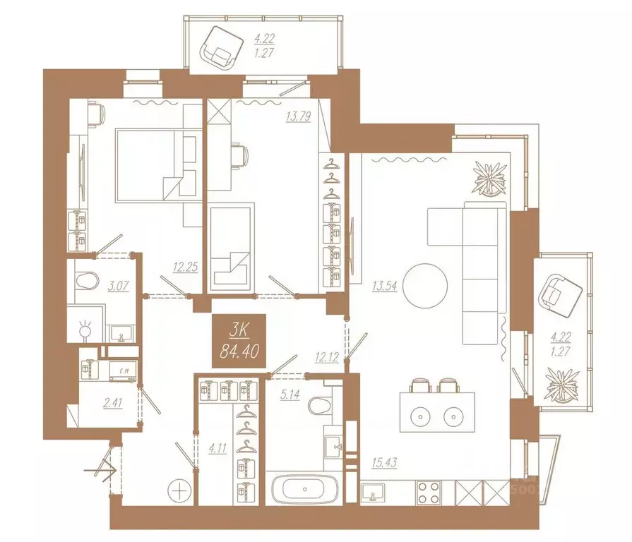3-к кв. Красноярский край, Красноярск ул. 3-я Краснодарская (84.4 м) - Фото 0
