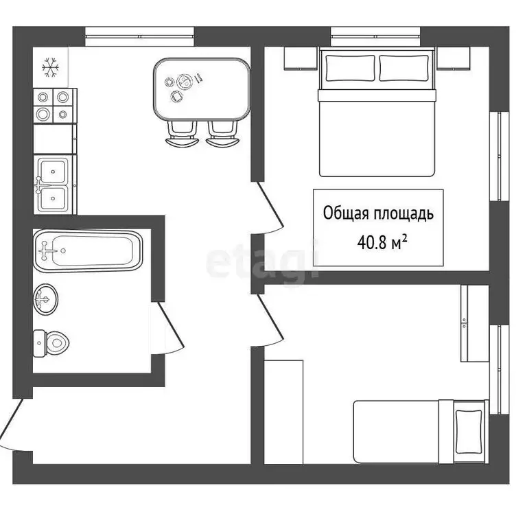 2-комнатная квартира: Черепаново, Заводская улица, 22 (40.8 м) - Фото 0