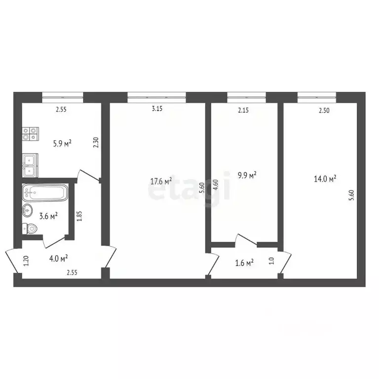 3-к кв. Воронежская область, Борисоглебск Бланская ул., 65 (56.6 м) - Фото 2