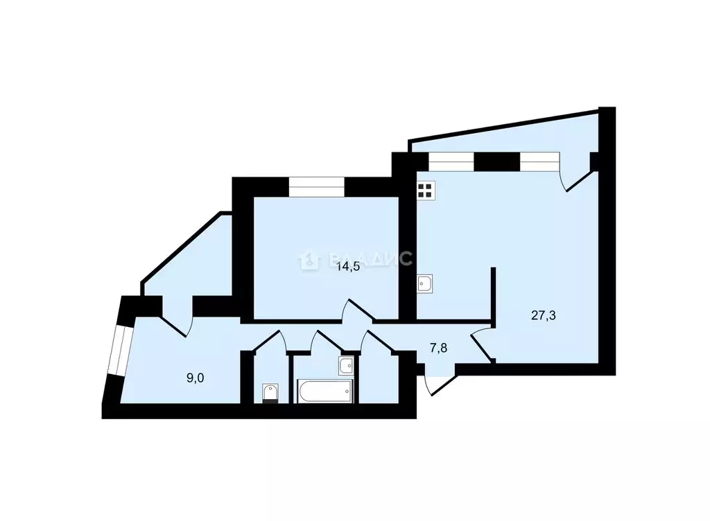 2-к кв. Вологодская область, Вологда Пролетарская ул., 74 (69.0 м) - Фото 1