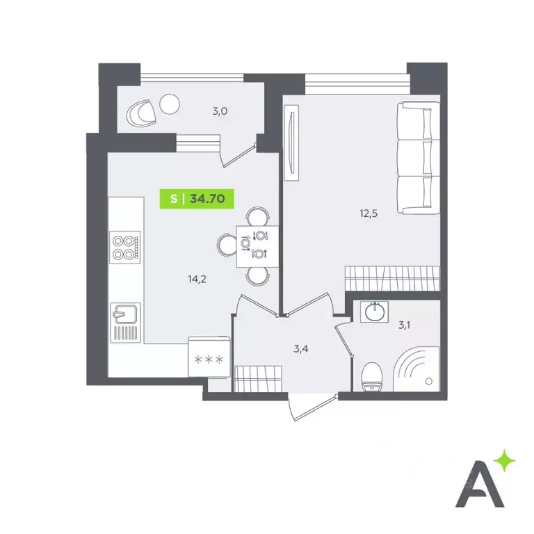 2-к кв. Санкт-Петербург Планерная ул., 87к1 (34.7 м) - Фото 0