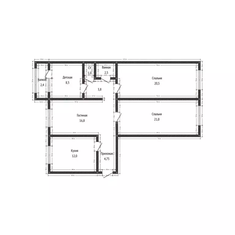 4-комнатная квартира: Махачкала, улица Нигматулы Магомедова, 83к2 (94 ... - Фото 1