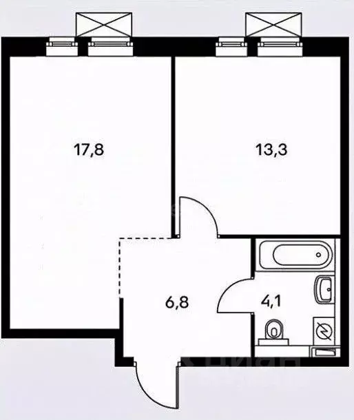 1-к кв. Москва Большая Очаковская ул., 2 (42.8 м) - Фото 2