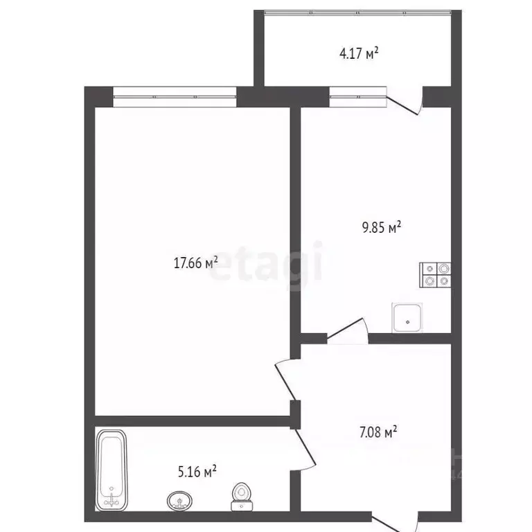 1-к кв. Тюменская область, Тюмень Широтная ул., 158 (39.7 м) - Фото 2
