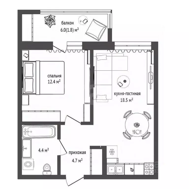 1-к кв. Тюменская область, Тюмень ул. Фармана Салманова, 16 (39.7 м) - Фото 1