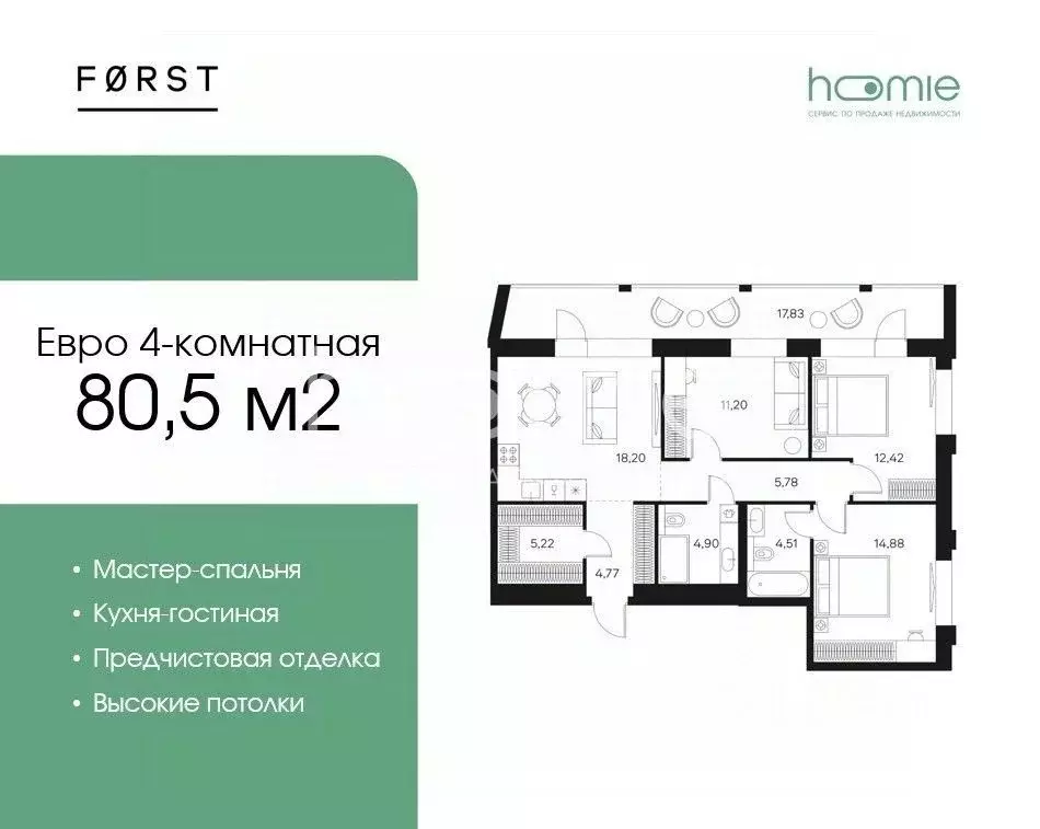 4-к кв. Москва Автозаводская ул., 26/1 (80.5 м) - Фото 1