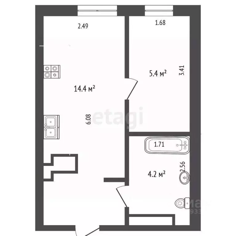Студия Тюменская область, Тюмень Ставропольская ул., 160 (26.0 м) - Фото 1