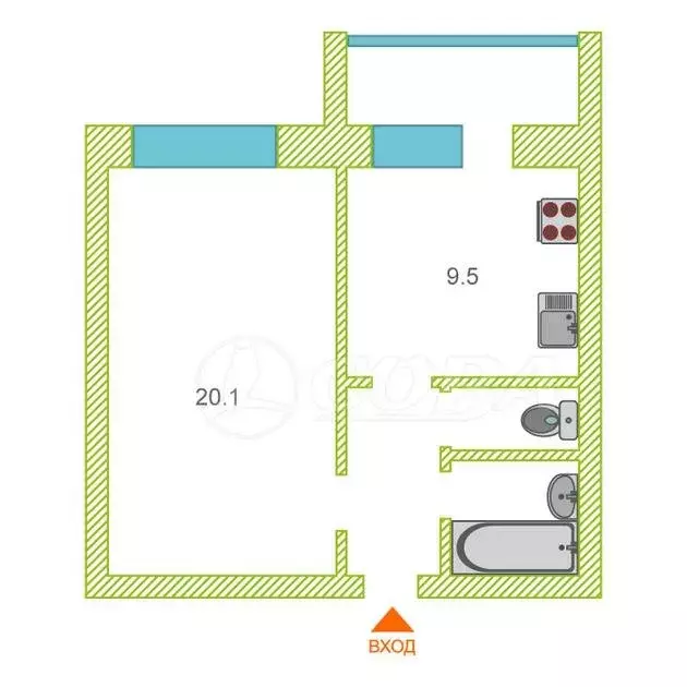 1-комнатная квартира: Тюмень, улица Ватутина, 79к1 (44.4 м) - Фото 2