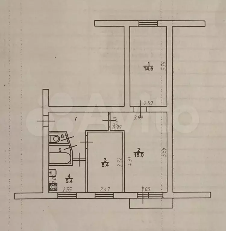 3-к. квартира, 56,7 м, 5/5 эт. - Фото 0