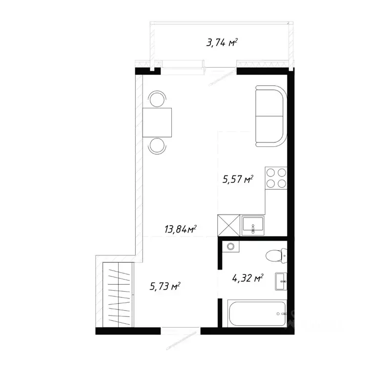 1-к кв. Иркутская область, Иркутск ул. Баррикад (33.2 м) - Фото 1