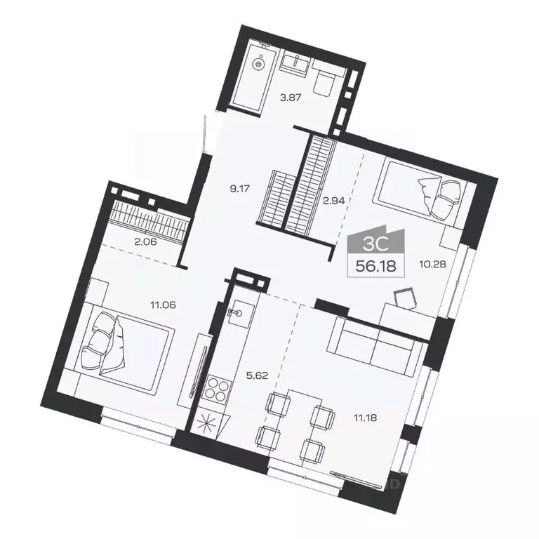 3-к кв. Новосибирская область, Новосибирский район, Краснообск рп ... - Фото 1