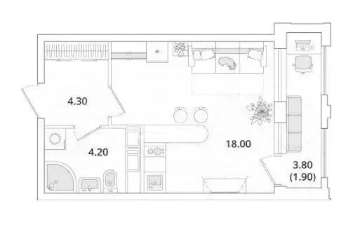 Студия Санкт-Петербург Планерная ул., 99 (28.4 м) - Фото 0