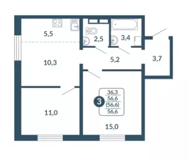 Продаётся 3-к квартира, 56.6 м - Фото 0