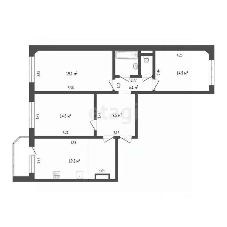 3-к кв. Тюменская область, Тюмень Широтная ул., 172к3 (85.2 м) - Фото 2