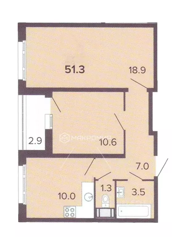 2-к кв. Санкт-Петербург Глухарская ул., 30 (51.3 м) - Фото 2