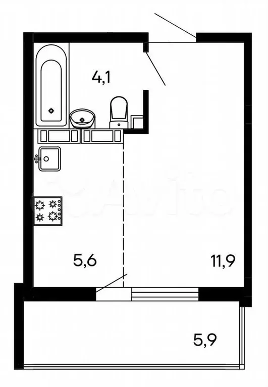 Квартира-студия, 27,5м, 1/10эт. - Фото 0