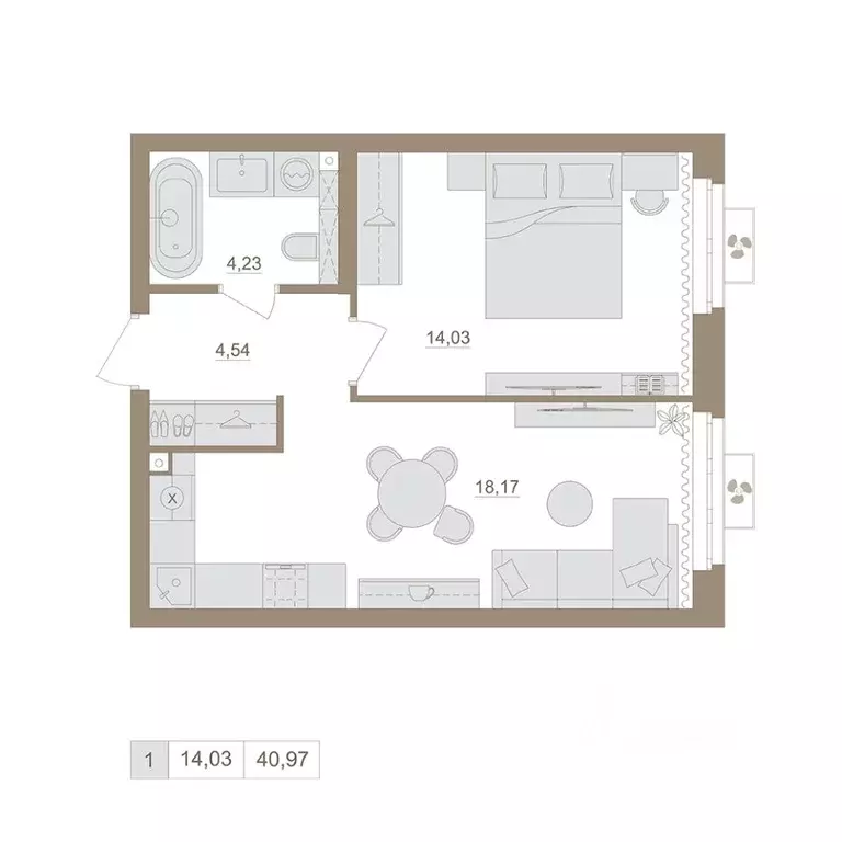 1-к кв. Башкортостан, Уфа бул. Яркий (40.97 м) - Фото 1