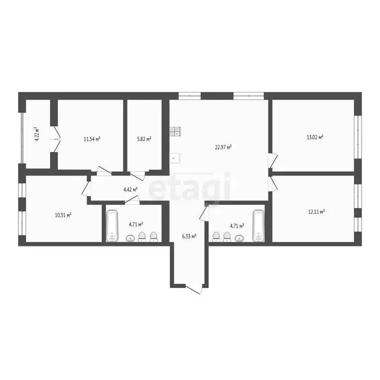 4-комнатная квартира: Тюмень, Краснооктябрьская улица, 14 (93.9 м) - Фото 1