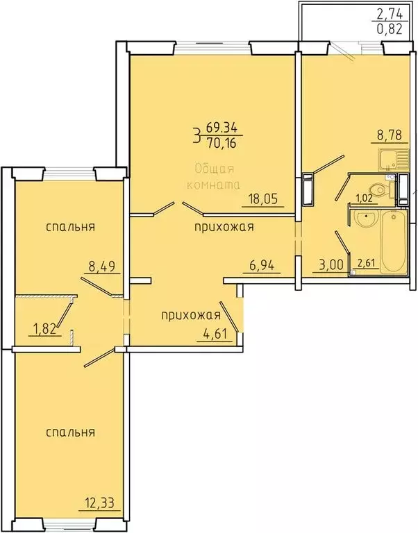 3-комнатная квартира: Красноярск, микрорайон Нанжуль-Солнечный, ... - Фото 1