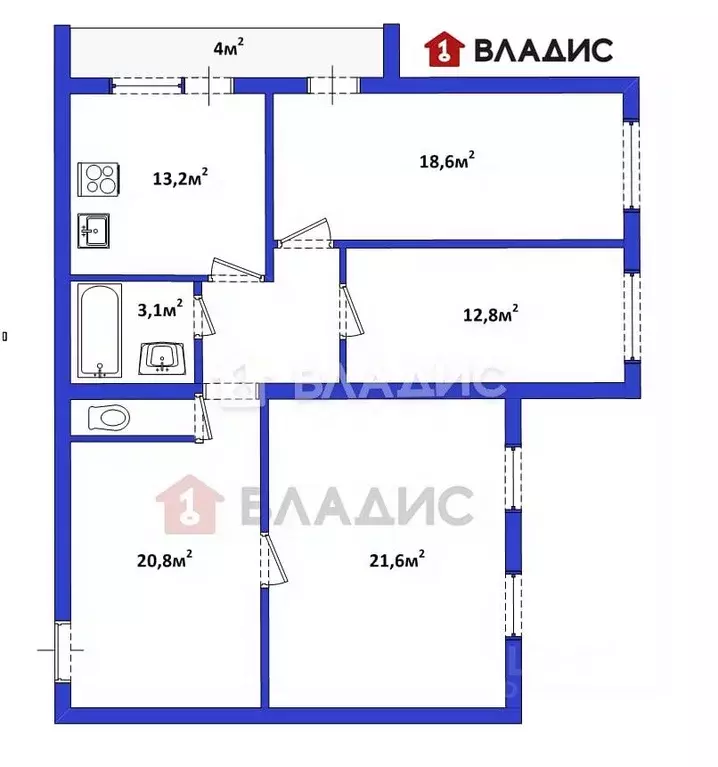 3-к кв. Брянская область, Брянск Ново-Советская ул., 38 (95.9 м) - Фото 2