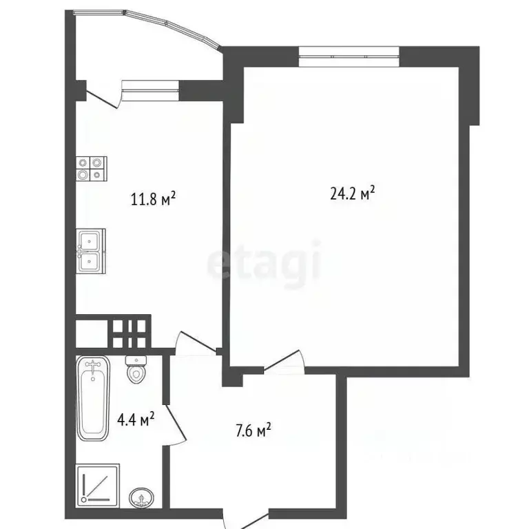 Студия Саратовская область, Энгельс ул. Тельмана, 6д (54.0 м) - Фото 2