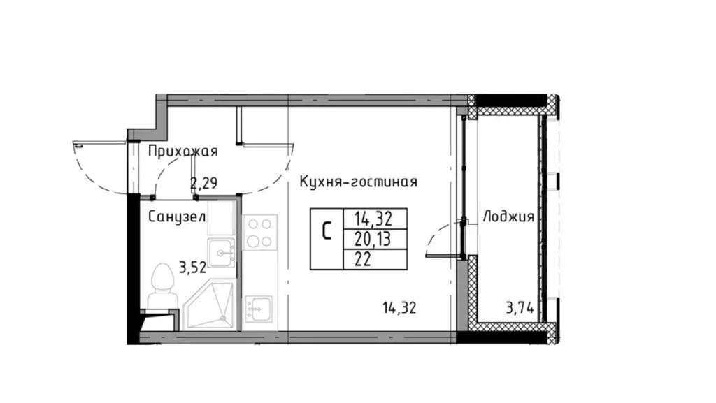 Квартира-студия: Санкт-Петербург, Планерная улица, 91к2 (20.13 м) - Фото 0