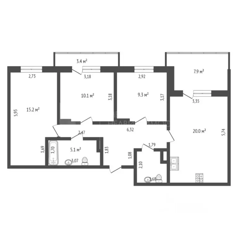 3-к кв. Тюменская область, Тюмень ул. Обдорская, 1к1 (88.0 м) - Фото 1