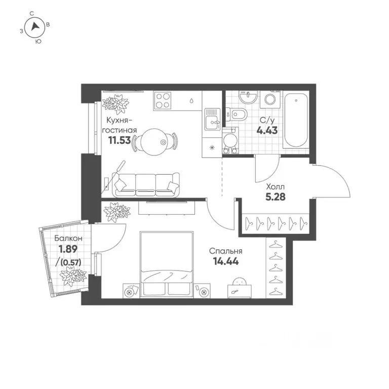 1-к кв. Татарстан, Казань Счастье в Казани жилой комплекс (36.3 м) - Фото 1
