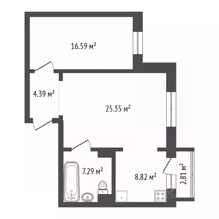 2-к кв. Красноярский край, Красноярск ул. Елены Стасовой, 48Б (63.3 м) - Фото 2