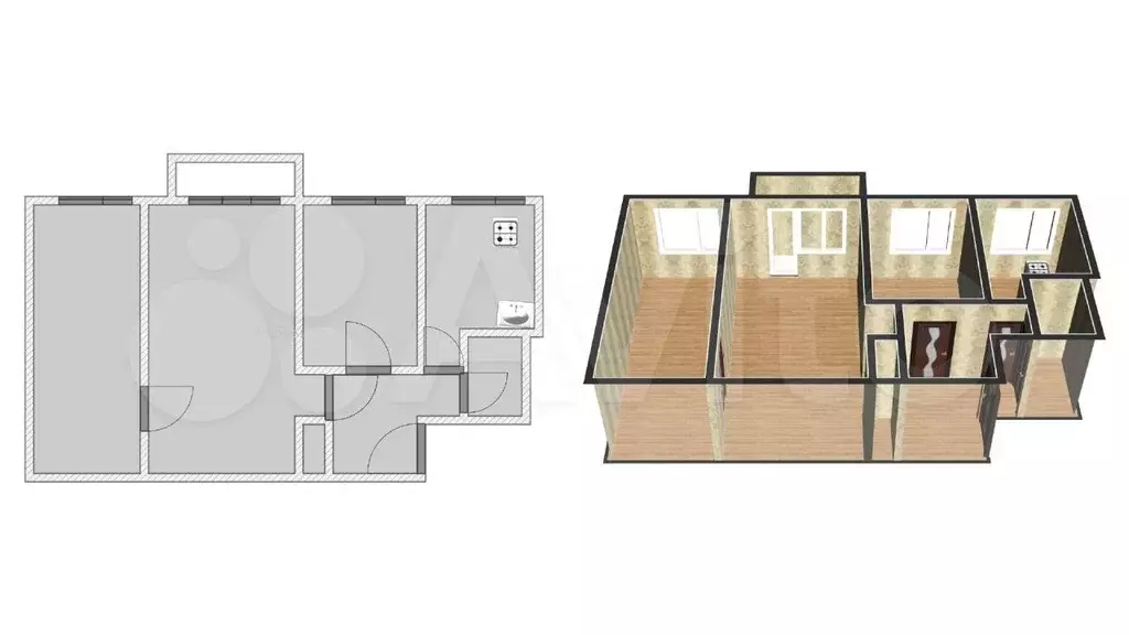 3-к. квартира, 55 м, 4/5 эт. - Фото 0