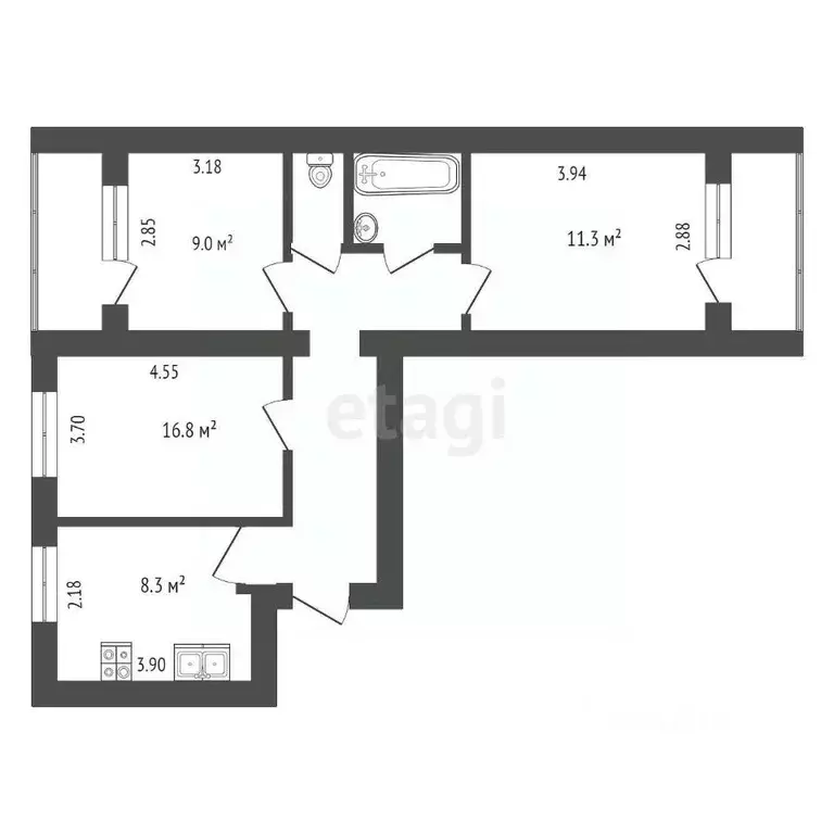 3-к кв. Орловская область, Орел Жилинская ул., 2 (59.6 м) - Фото 1