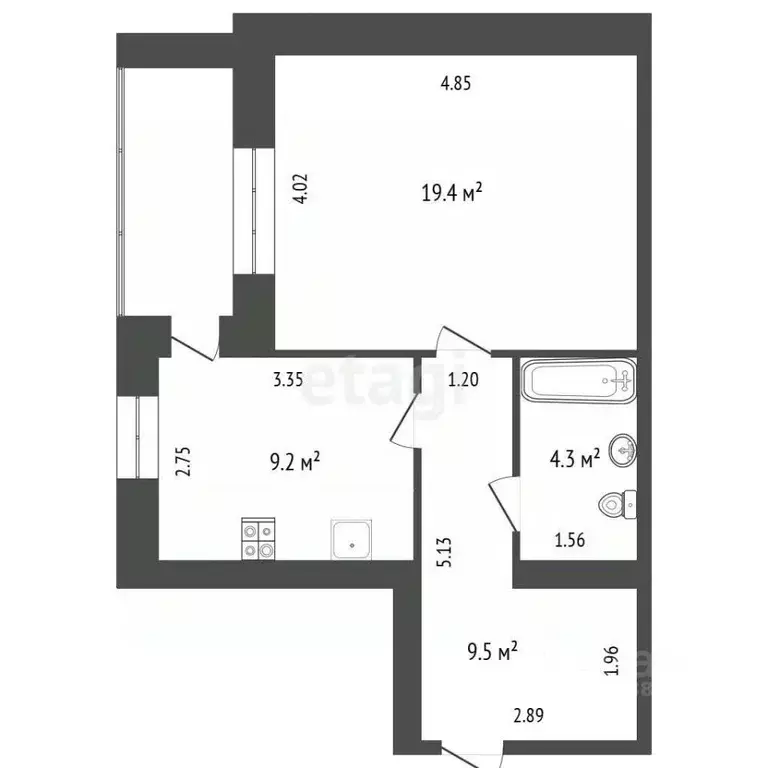 1-к кв. Орловская область, Орел ул. 8 Марта, 66 (41.0 м) - Фото 2