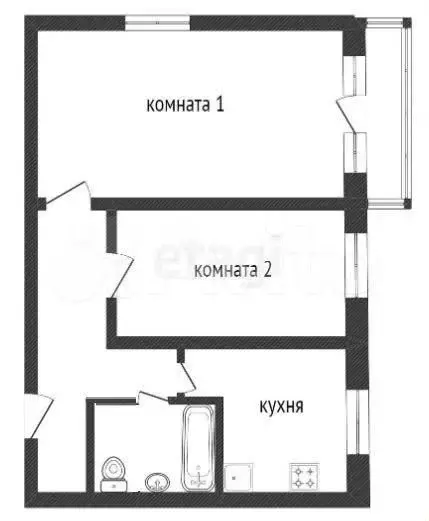 2-к. квартира, 42,1 м, 3/5 эт. - Фото 0