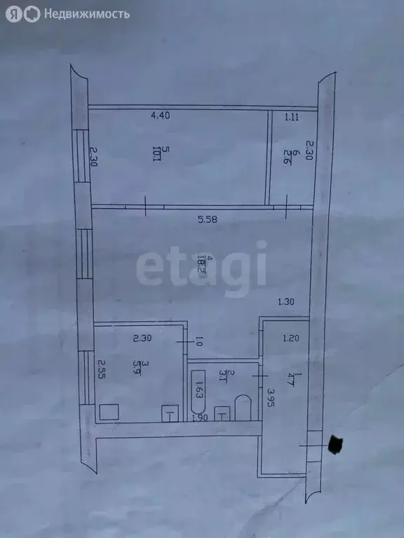 2-комнатная квартира: Казань, улица Космонавтов, 1 (44.6 м) - Фото 1