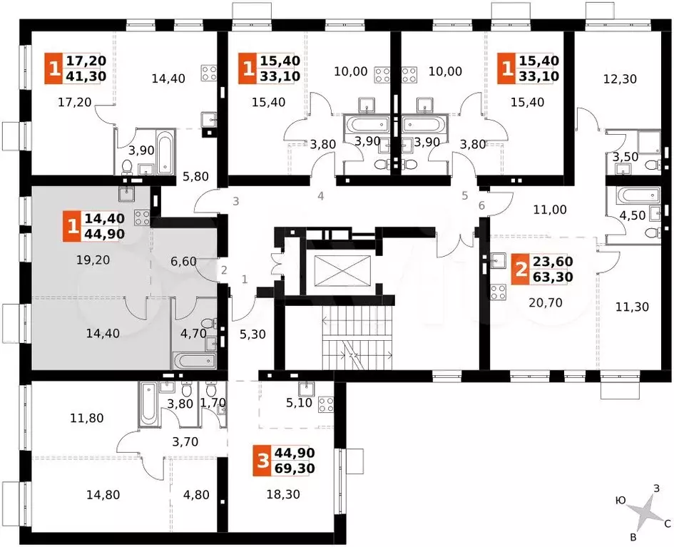 2-к. квартира, 44,9 м, 3/5 эт. - Фото 1