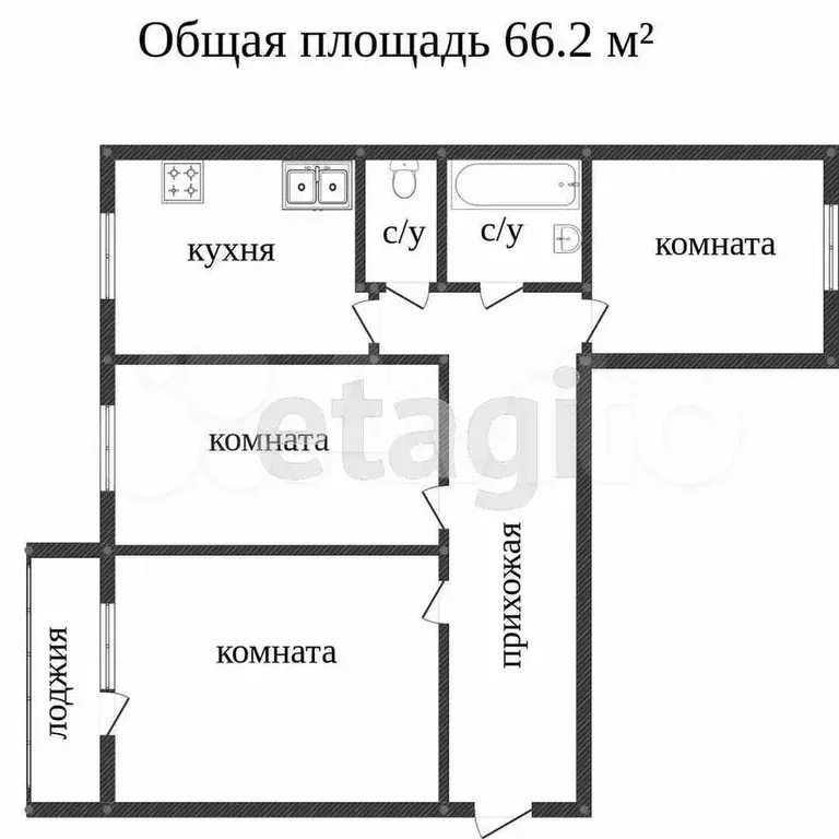 3-к. квартира, 66,1 м, 7/10 эт. - Фото 0