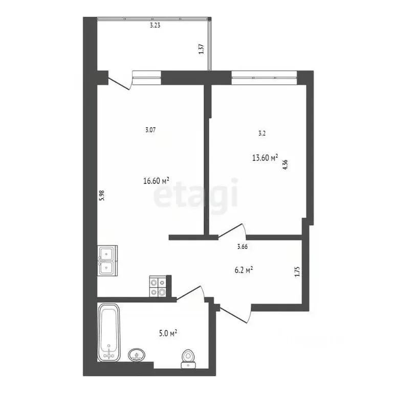 Студия Пермский край, Пермь ул. Серебристая, 16 (41.4 м) - Фото 2