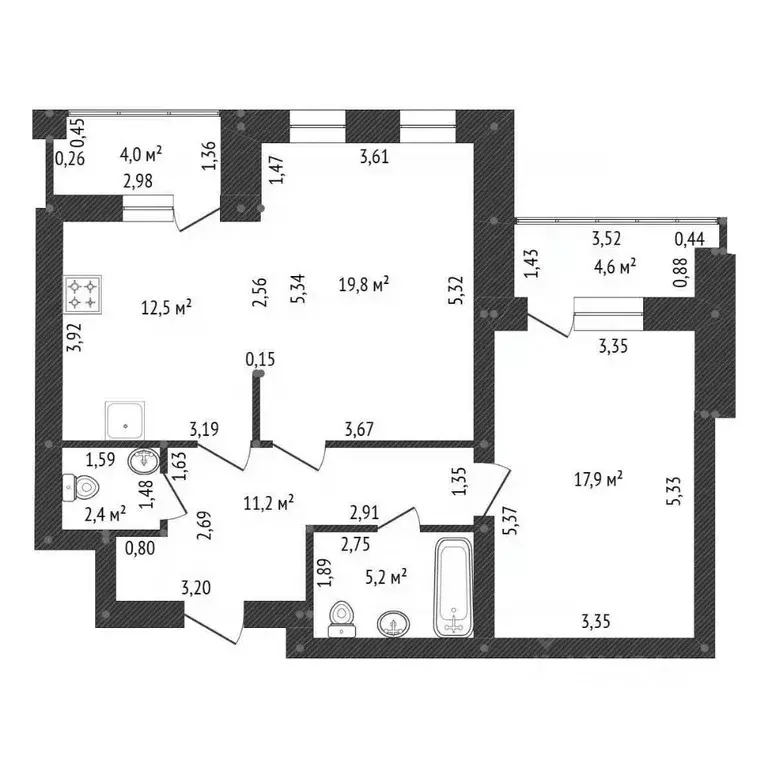 2-к кв. Башкортостан, Уфа бул. Ибрагимова, 32 (69.0 м) - Фото 2