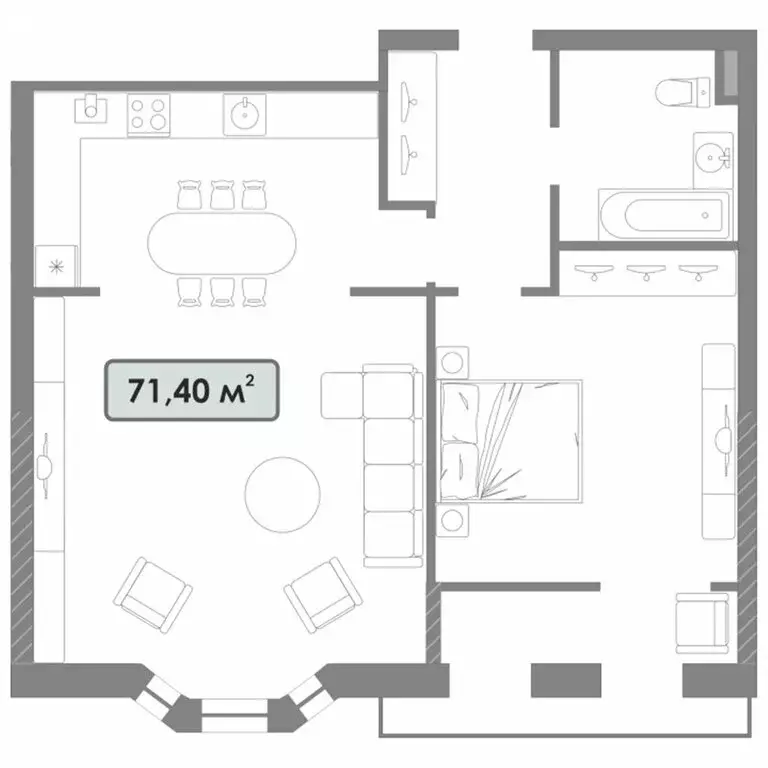 1-комнатная квартира: Рязань, улица Радищева, 32 (71.4 м) - Фото 1
