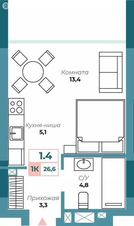 1-комнатная квартира: Алушта, Набережная улица, 18 (27.3 м) - Фото 1