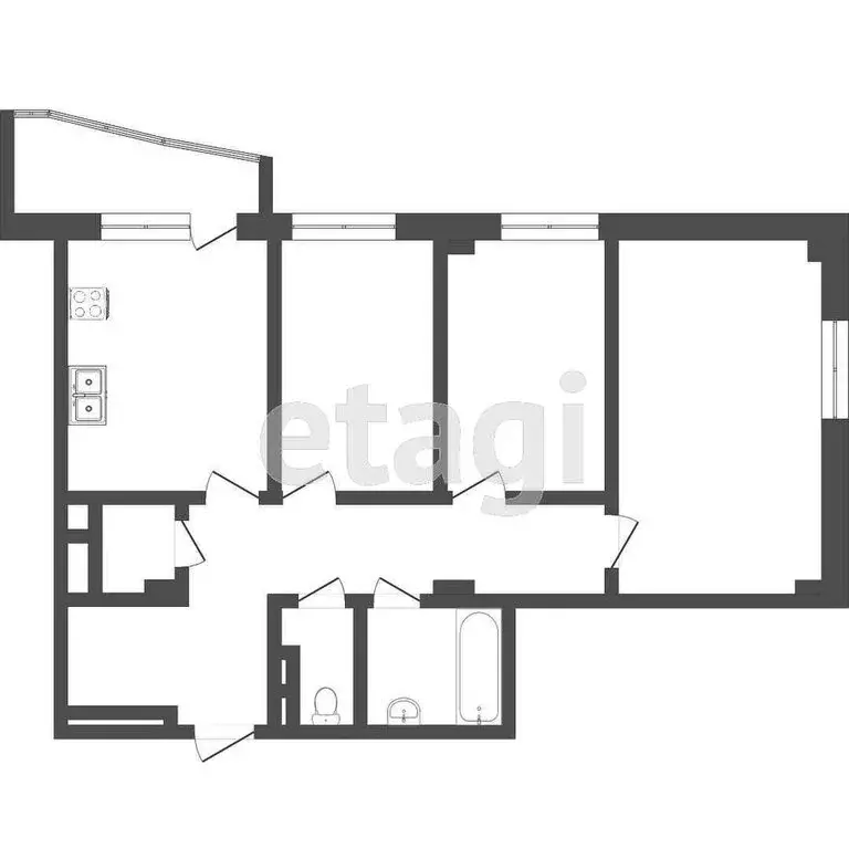 3-комнатная квартира: Тюмень, Заречный проезд, 39А (77.9 м) - Фото 1