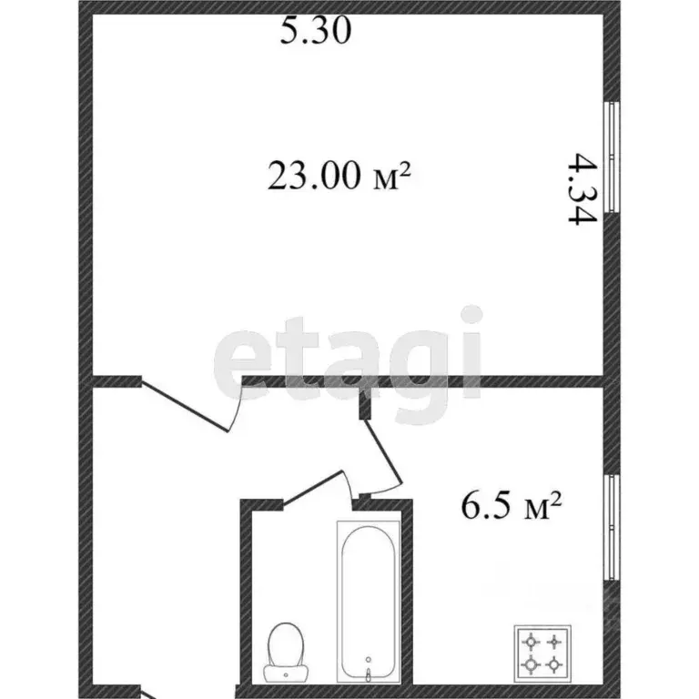 1-к кв. Костромская область, Кострома Московская ул., 105В (25.5 м) - Фото 1